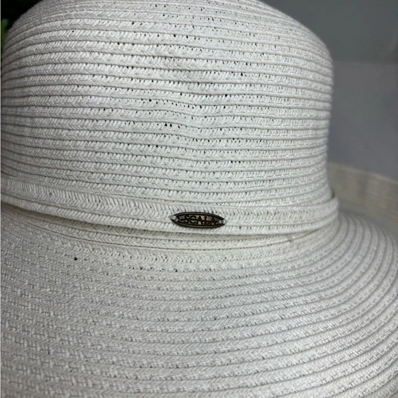 Scala Collezione Classic Cream Wide-Brim Hat Brim Beach Vacation Sun - Picture 9 of 10